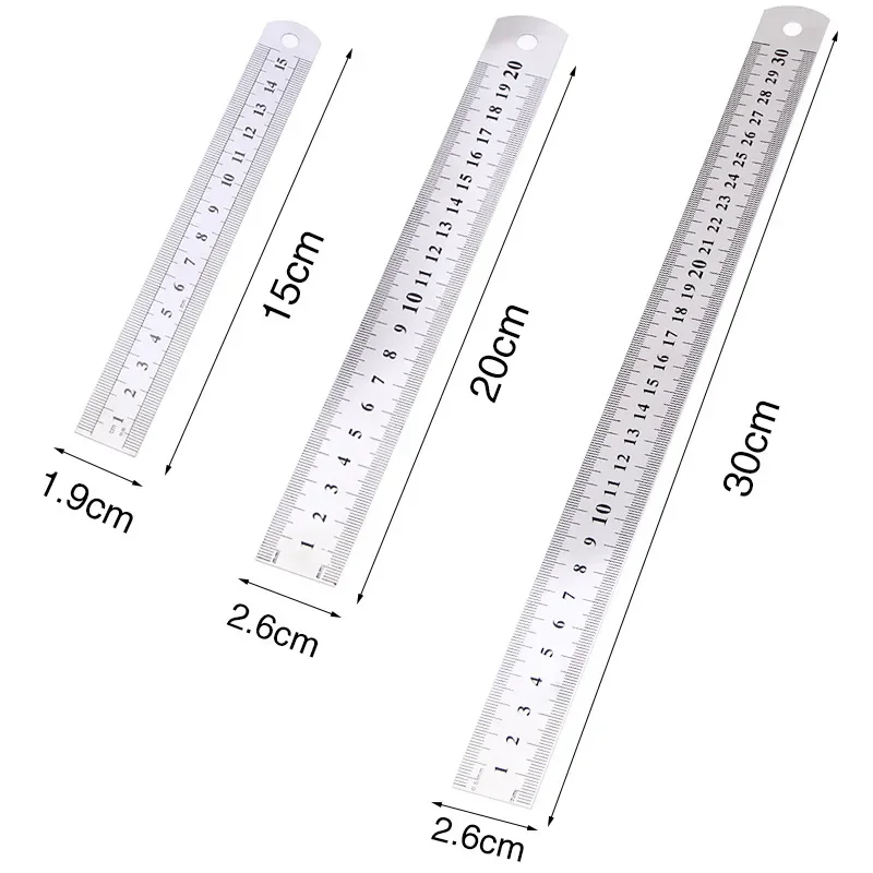 5pcs Metal Straight Ruler Precision Double Sided Precision Measuring Tool Scale Metric Ruler Accessories Soft Ruler 20/40cm