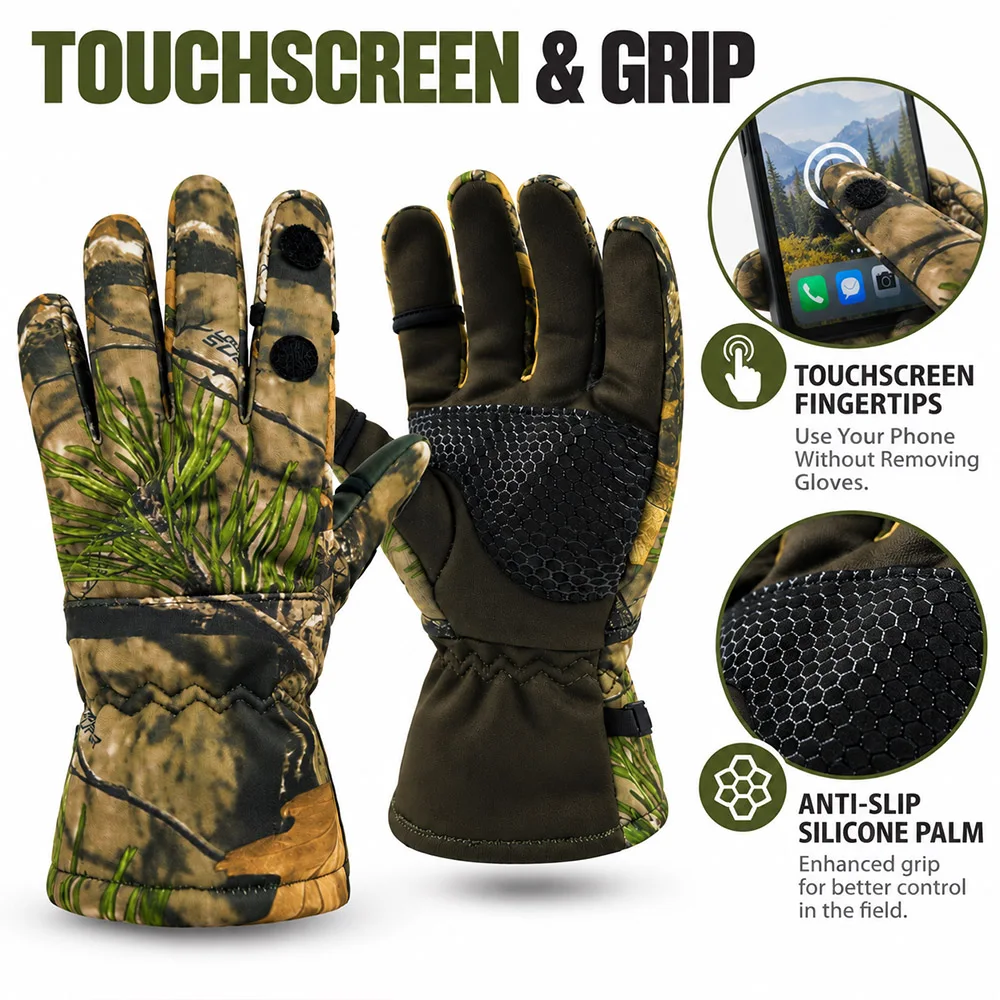 Tactical Camo Full Finger Gloves Breathable Anti-Slip Palm Combat Gloves for Hunting Shooting Airsoft Outdoor Working Training