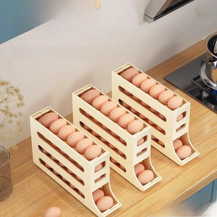 

Rolling Egg Storage Box Fridge Side Door Egg Tray Support Freshness Box Organizer Household Storage Tools Food Storage Box