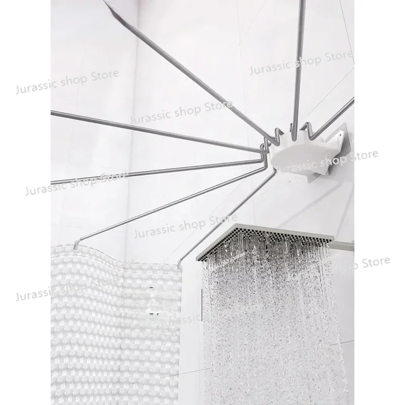 

Different Corner Turning,Semi Circular Bathroom Shower Curtain Rod With No Punching Set,Stainless Steel Fan- Shaped