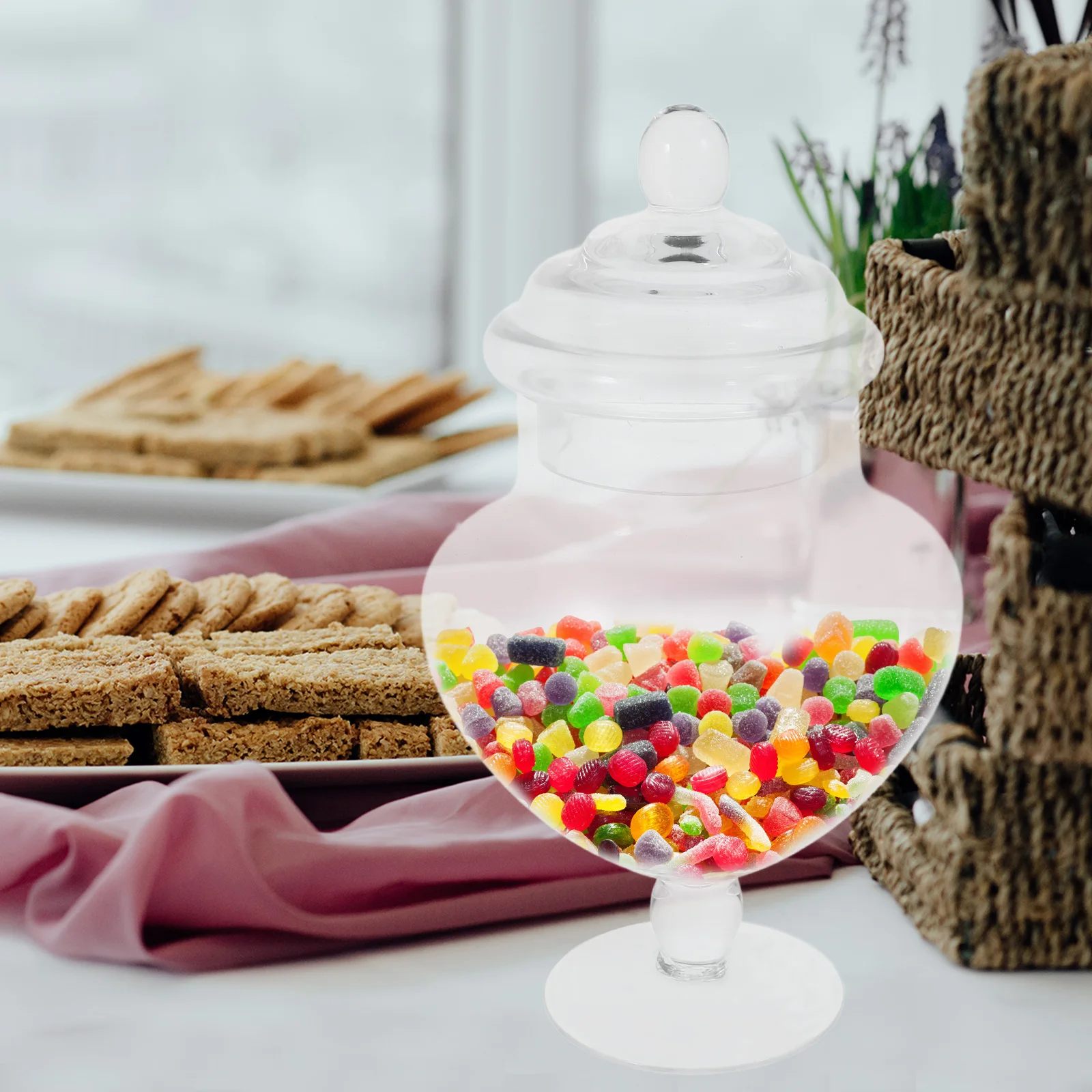 

Durable Glass Candy Jar Clear Gift Canister Lightweight Portable Versatile for Festivals and Parties Party Favor Canister
