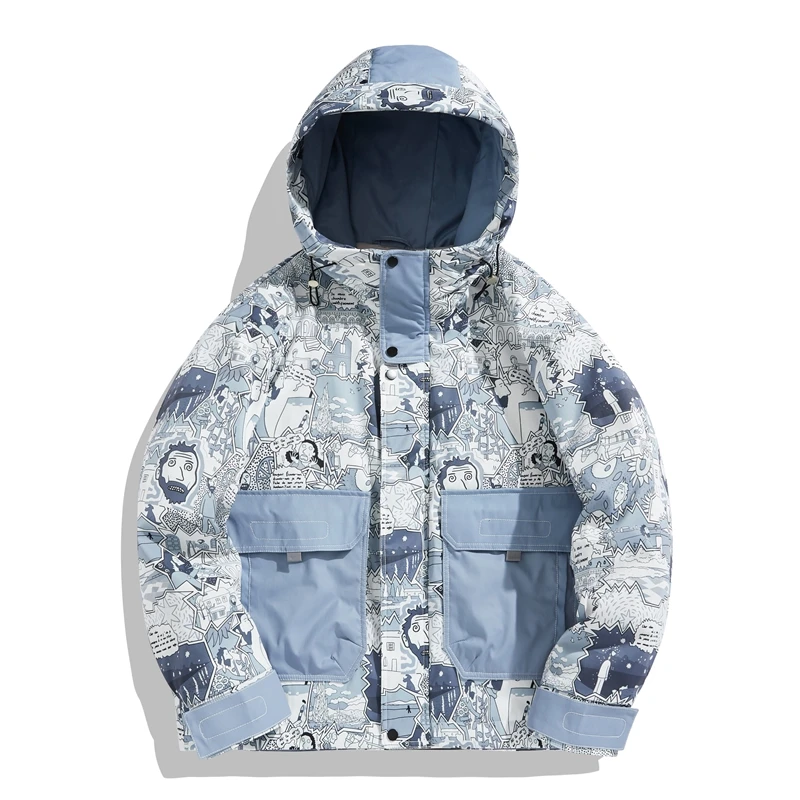 Bel piumino invernale coppie Harajuku Streetwear Hip Hop Parka con cappuccio piumino d'anatra bianco caldo Bomber giacche da uomo