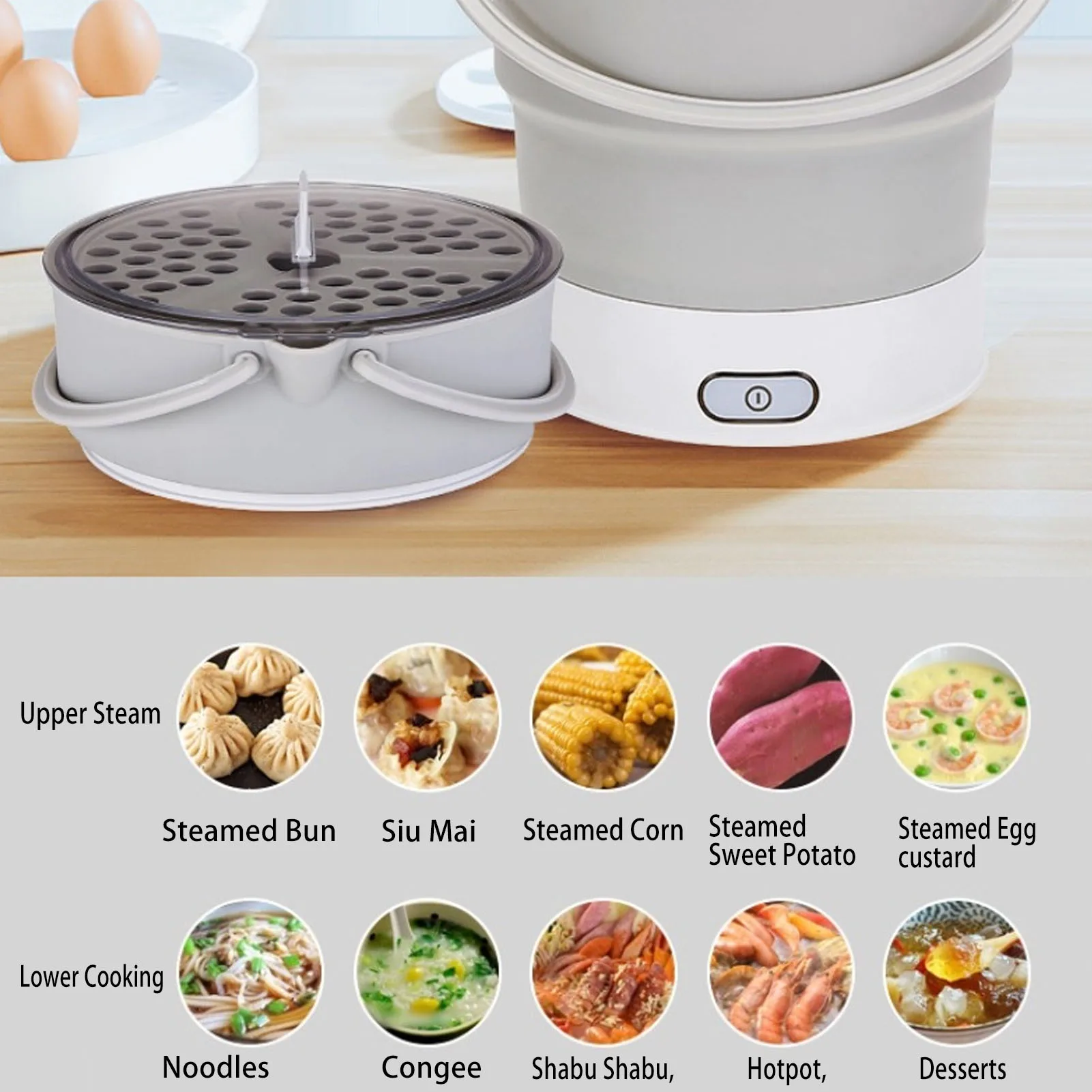 Foldable Electric Cooker Dual Voltage Silicone Fast Heating Multifunctional Electric Hot Pot Cooker