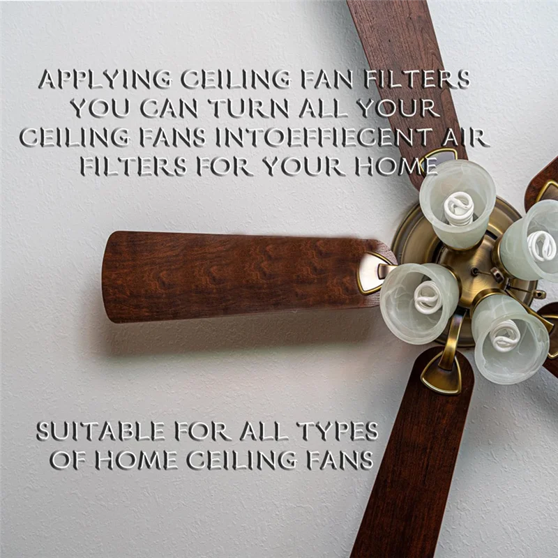 【Today-Only!】Ceiling Fan Filters For Blades,Easy-Stick Carbon Filter Pads,Effectively Purified Air Of Common Room Contaminants
