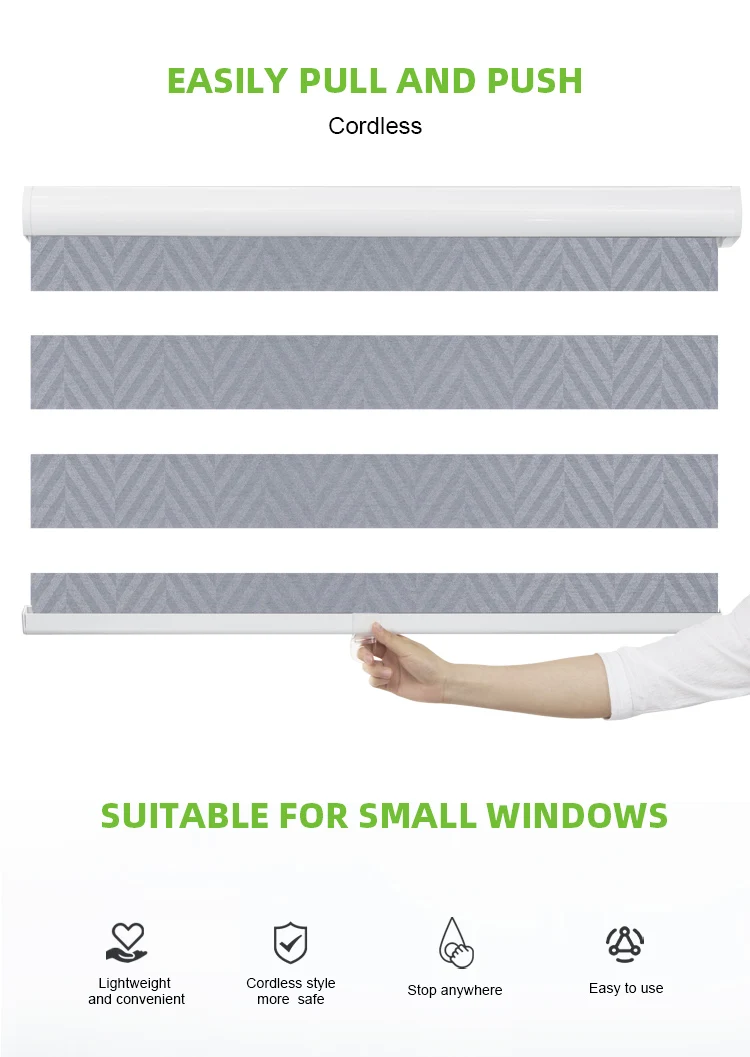 ZSTARR-Sombra opaca para ventana de casa, doble privacidad, Motor eléctrico impermeable, control remoto, WiFi, persianas enrollables de cebra para baños