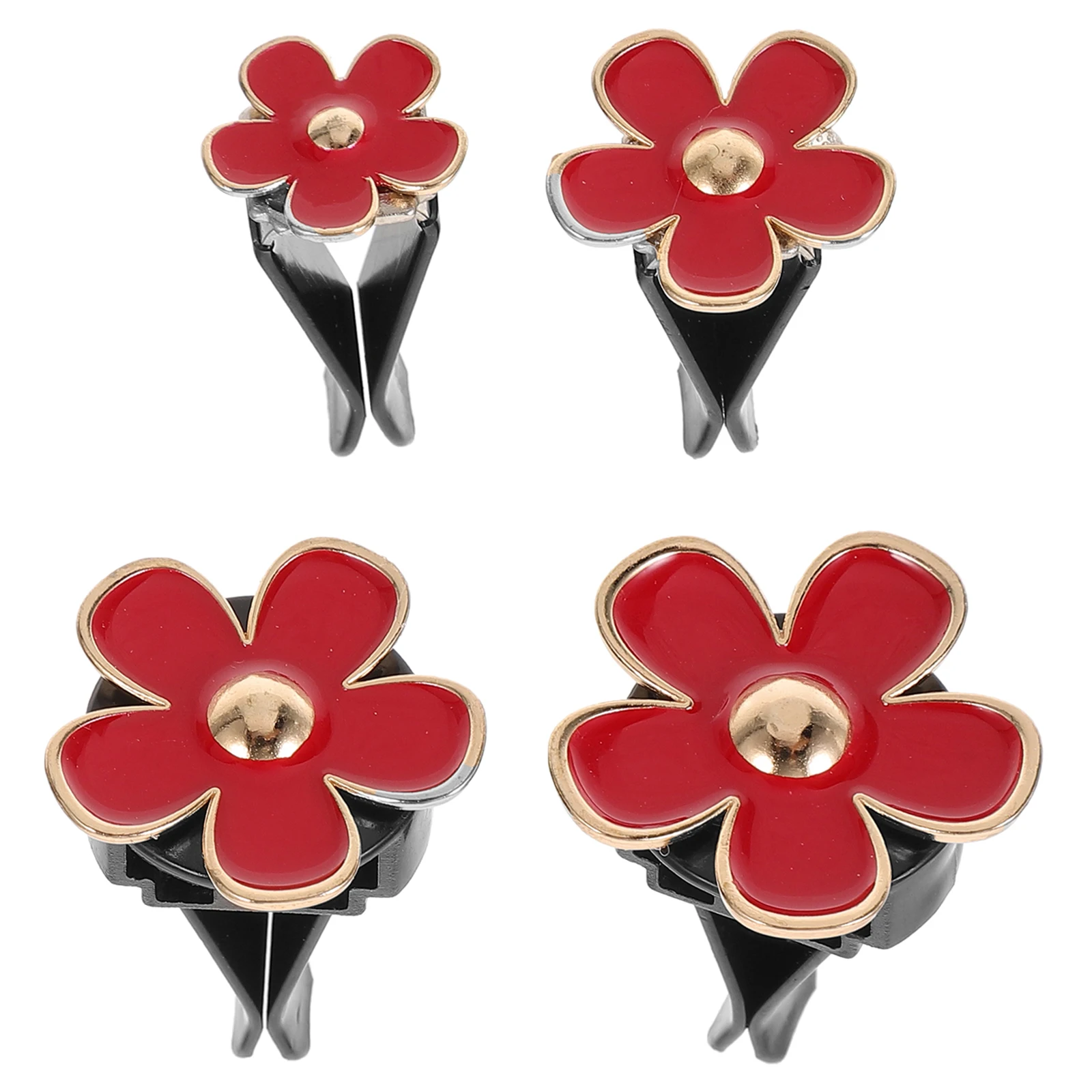 

4pcs Car Perfume Air Freshener Vent Clips Dashboard Decor Metal Alloy Small Daisy Flower Red Color Car Interior Aroma Scented