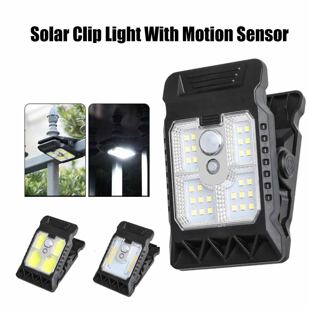 

Новые светодиодные солнечные садовые уличные фонари с зажимом, водонепроницаемая лампа для кемпинга с датчиком движения, перезаряжаемая для ландшафтного украшения стен