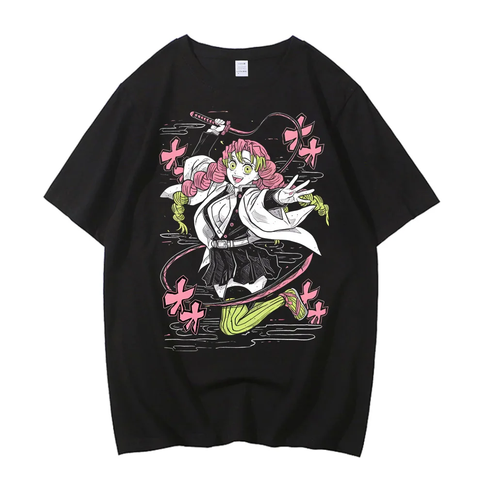 Ghost Slayer Mitsuri Kanroji Unisex-T-Shirt aus reiner Baumwolle, 2026, Sommer, Anime-Druck, lockeres, lässiges Eltern-Kind-Kurzarmshirt