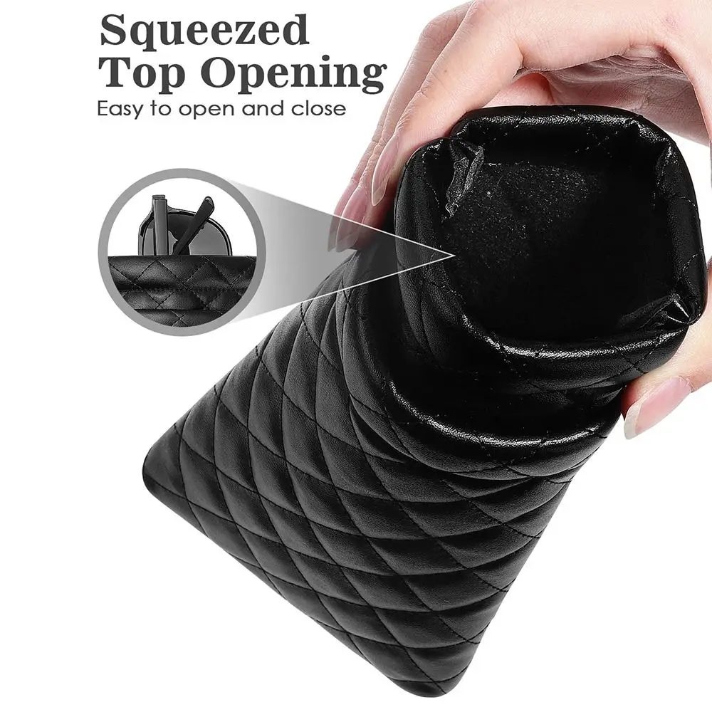 Fashion Waterproof Sunglasses Bag PU Leather Dustproof Double-layer Eyeglasses Pouch Portable Cosmetic Bag