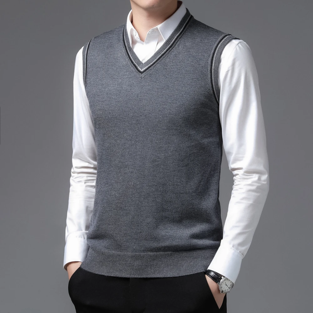 COODRONY Brand Men's Knitted Wool Vests A&W Warm V-Neck Sleeveless Sweater Vest Men Business Casual Base Clothing XXS - XL 5081