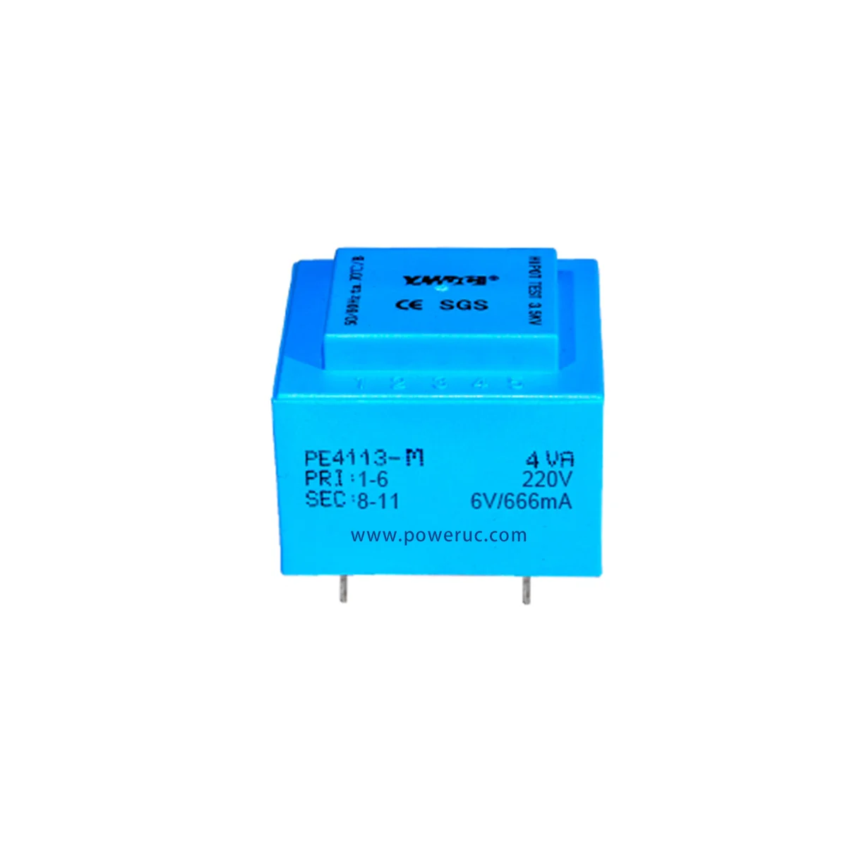 YHDC PE4113-M 4VA 110V-380V/ 2x6V/2x7.5V/2x9V/2x12V/2x15V/2x18V/2x24V pour transformateur encapsulé d'isolation monté en sécurité PCB