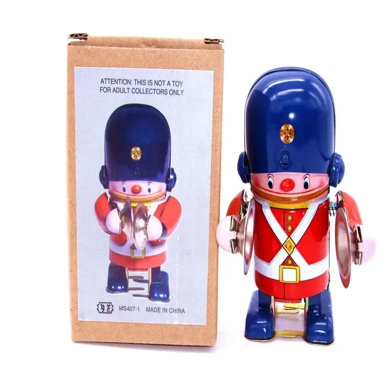 Juguete mecánico de cuerda de Metal para niños, robot de banda militar de latón, Colección clásica, Retro, regalo