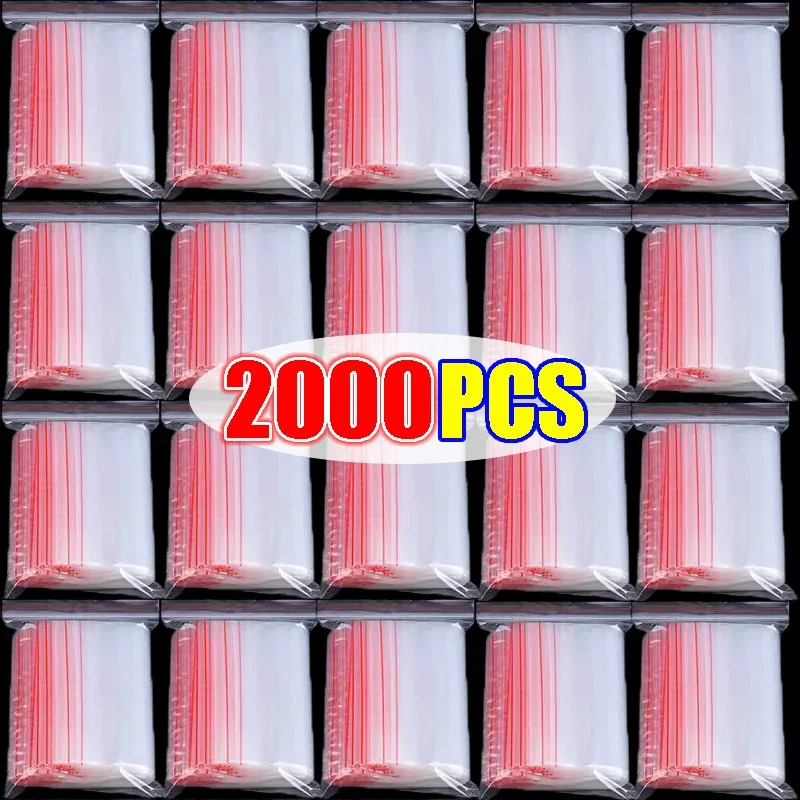 2000/10PCS พลาสติกซิปปิดผนึกถุงสูญญากาศสําหรับเครื่องประดับขนาดเล็กครัวบรรจุอาหาร CLEAR Reclosable กระเป๋าปิดผนึก