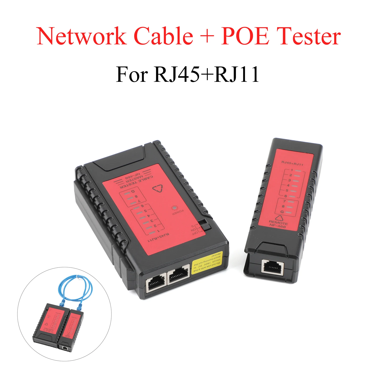 

Тестер интернет-телефона 1×NF-468, совместимый с сетью RJ45 и телефонными линиями RJ11, с защитой POE