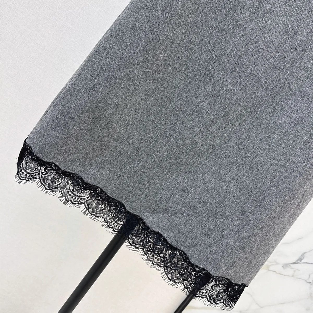 2026 High quality women's high-end gray thick woolen skirt--hb729
