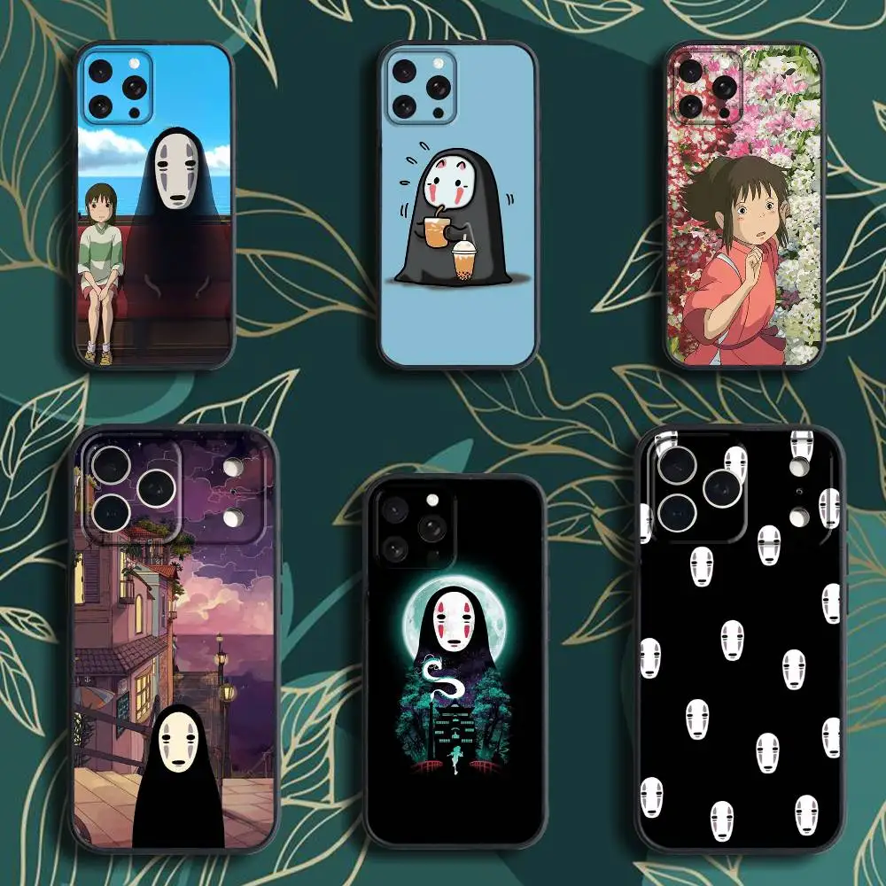 Etui na telefon C-Cartoon H-Hayao Miyazaki do iPhone'a 17, 16, 15, 14, 13, 12, Pro, Max, Plus, E, SE4, Air, Mini, czarne, miękkie, typu soft box