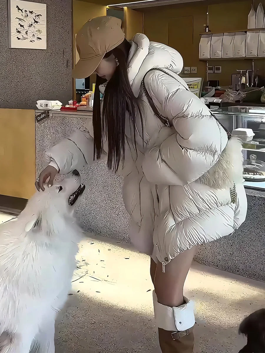 

Женская стеганая куртка-пуховик белого цвета с воротником-стойкой, на молнии, для зимы, повседневная, модная, 2024