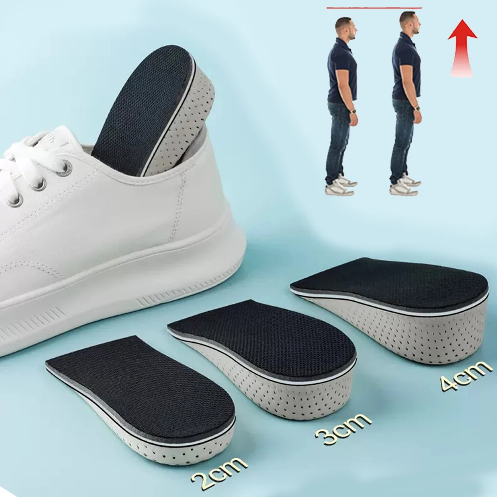 2-4cm paměť pěna insoles pro boty muži výšku zvyšovat se šablon prodyšné sweat-absorbent insoles pro nohou běžecký příslušenství