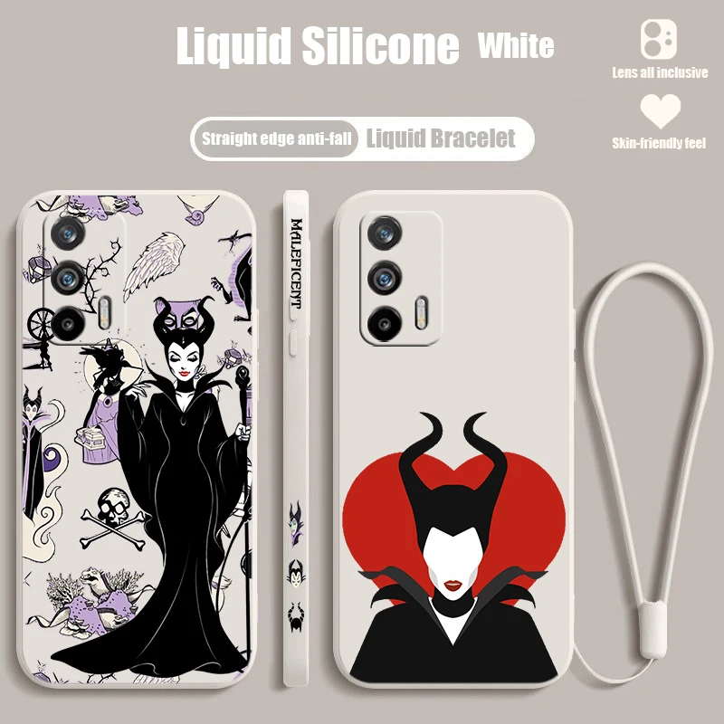 Disney Cute Maleficent For Realme Q5 GT Neo 5 3T 3 XT X3 C55 C30 C21Y C11 C2 Explorer Master Liquid Left Rope Phone Case