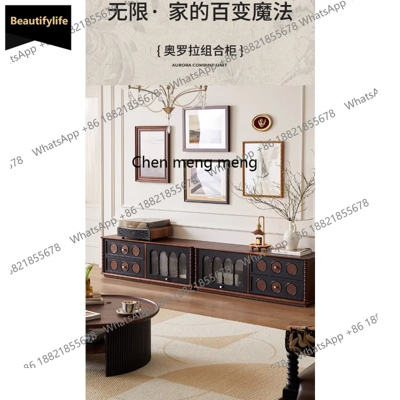 

A139 A139 French retro solid wood TV cabinet module combination display cabinet medium antique retro display cabinet