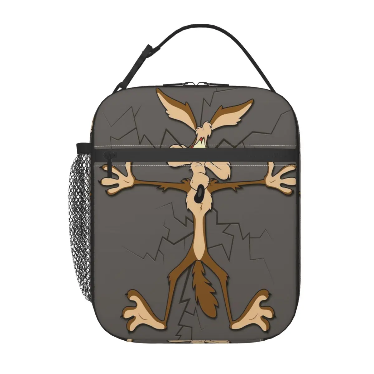 

Custom Wile E. Coyote Portable Lunch Boxes for Women Multifunction Cooler Thermal Food Insulated Lunch Bag School Children