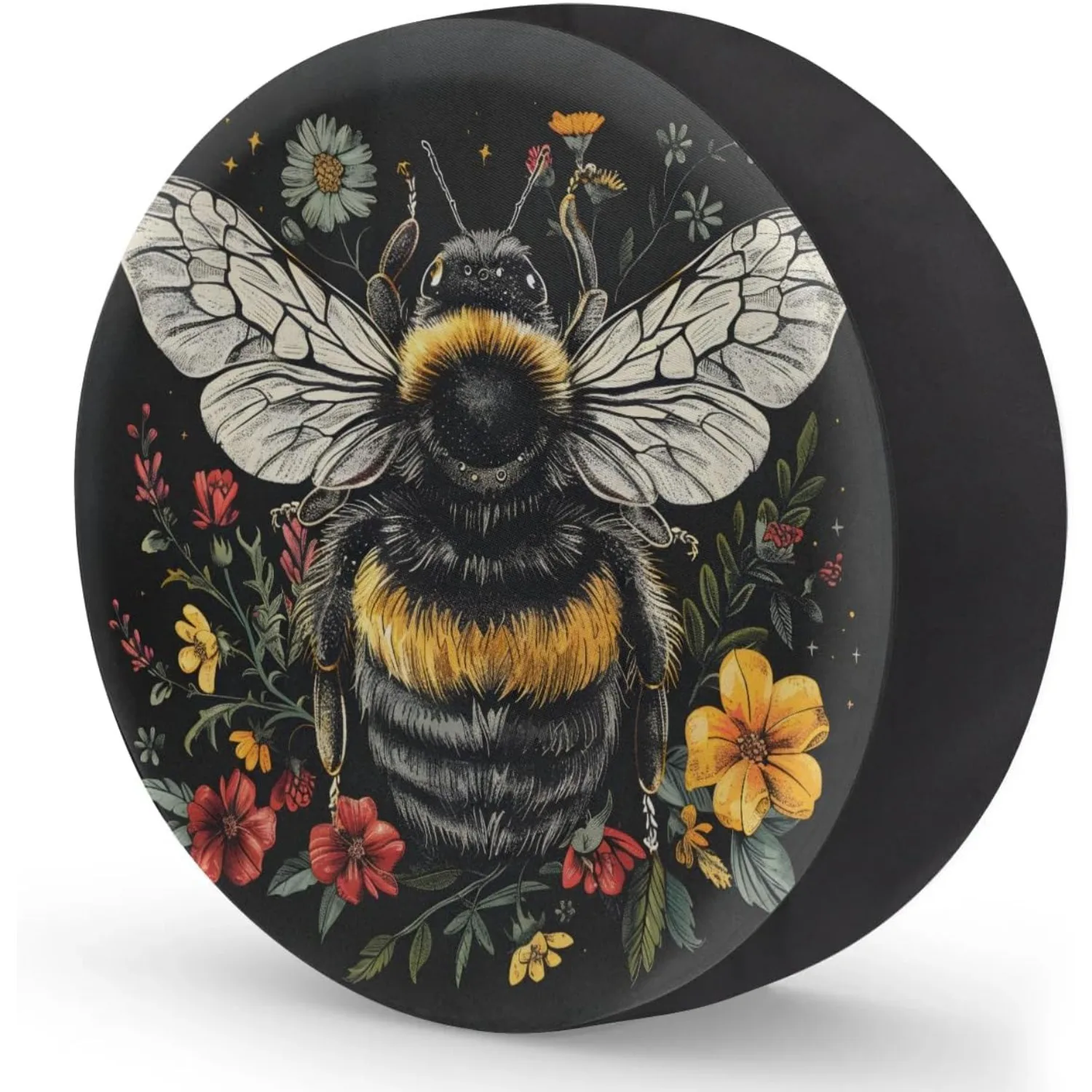 1 funda para neumático de repuesto para remolque RV, funda para neumático con diseño floral de abejas, adecuada para remolque de viaje, caravana, Jeep, autocaravana, SU