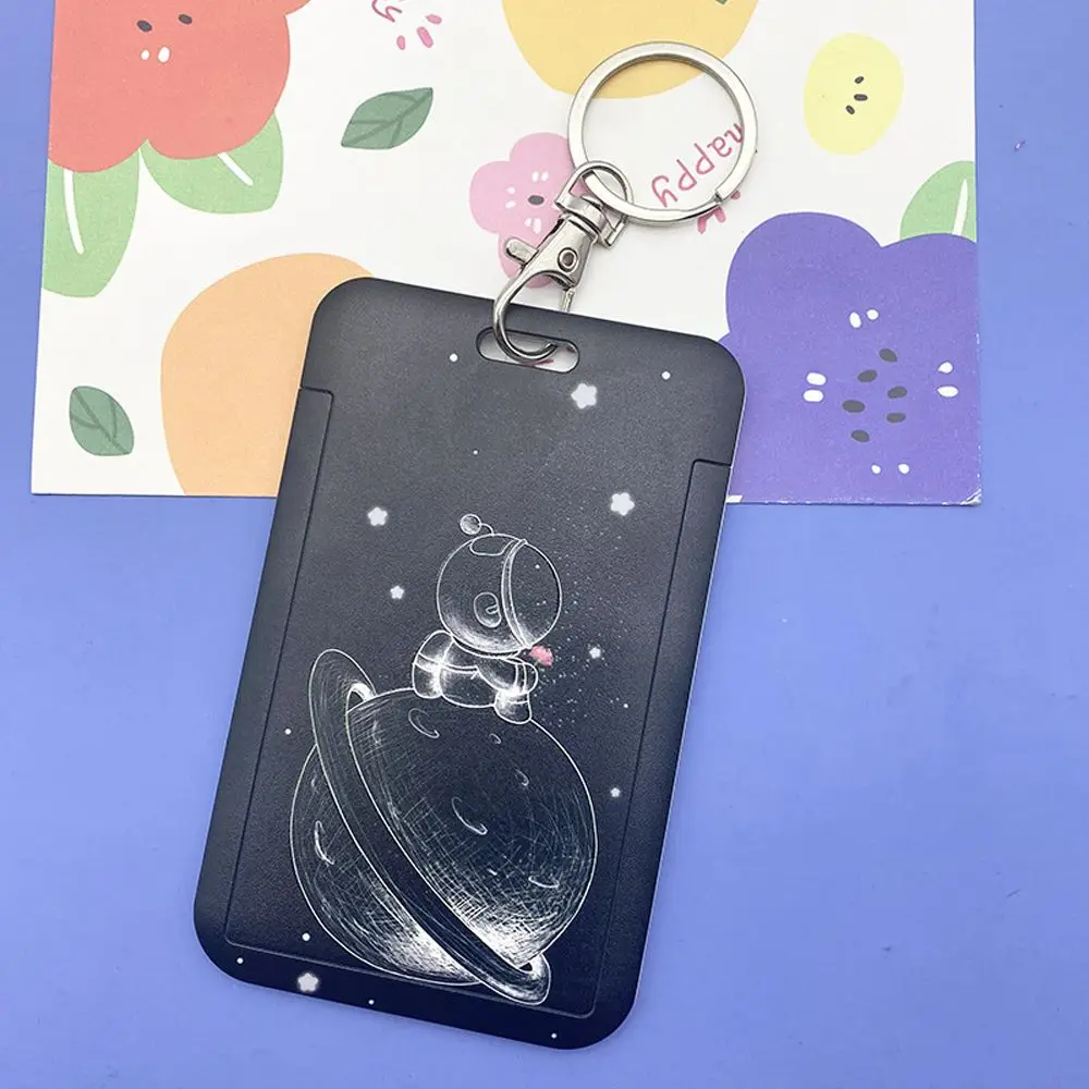 Key Ring Access Card Astronaut Pattern Lanyard Card Sleeve Rice Card Set Astronaut Bus Card Sleeve Student ID Card Holder