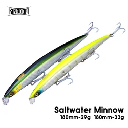 Kingdom Sea Fishing Lures 18cm 29g 33g Floating Slow Sinking Baits Minnow Wobbler Artificial Hard Baits VMC Hooks Fishing Tackle