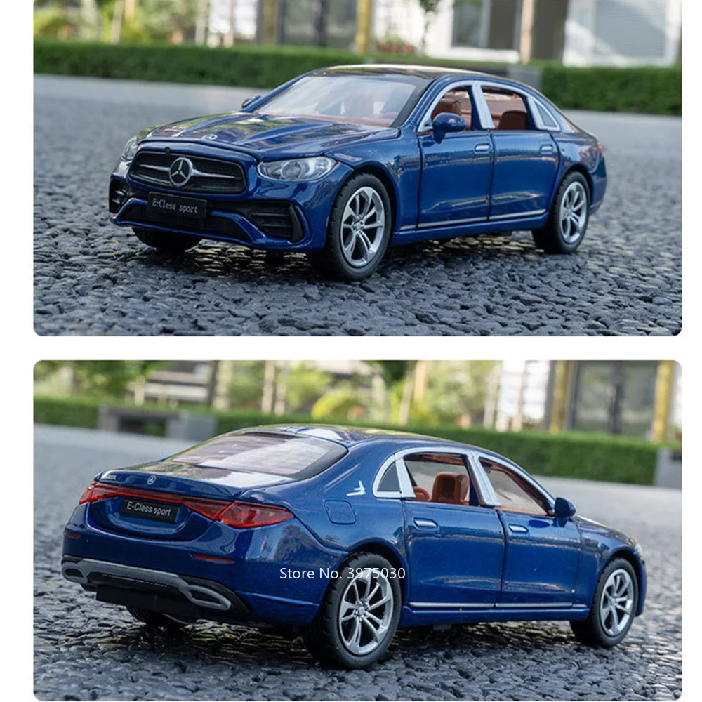 1:32 합금 벤츠 E300L 모델 자동차 장난감 가벼운 음악 6 문 열림 소형 자동차 바퀴 당겨 차량 유아 어린이 선물
