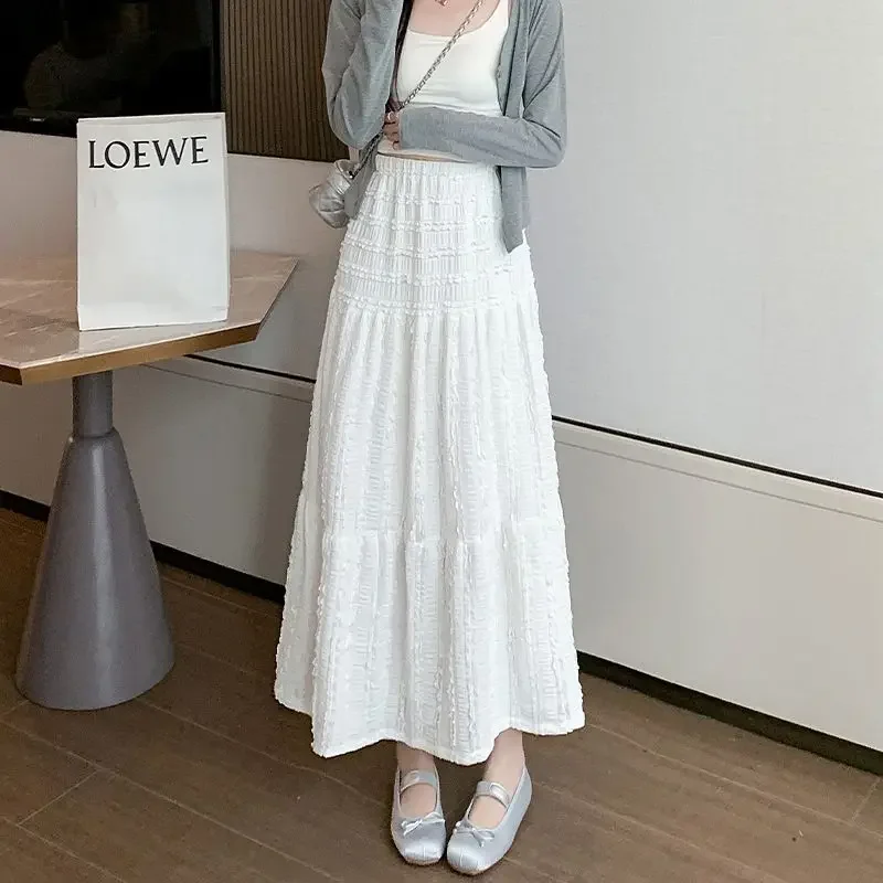 Saias femininas de cintura alta retalhos midi preto novo em y2k vintage verão 2025 luxo elegante casual chique streetwear saia feminina