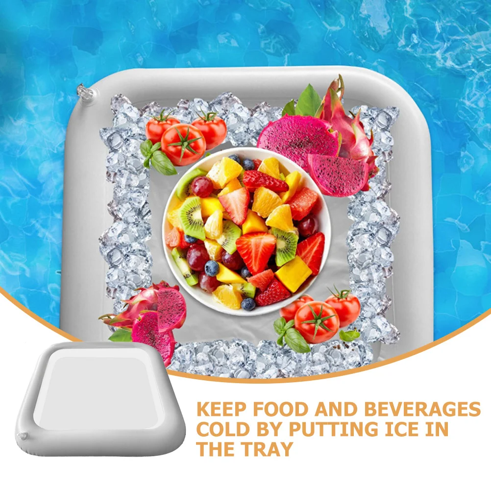 

3pcs Inflatable Ice Bar Pool Tray Floating Cooler Salad Drink Holder PVC Film Compact Portable Outdoor Travel