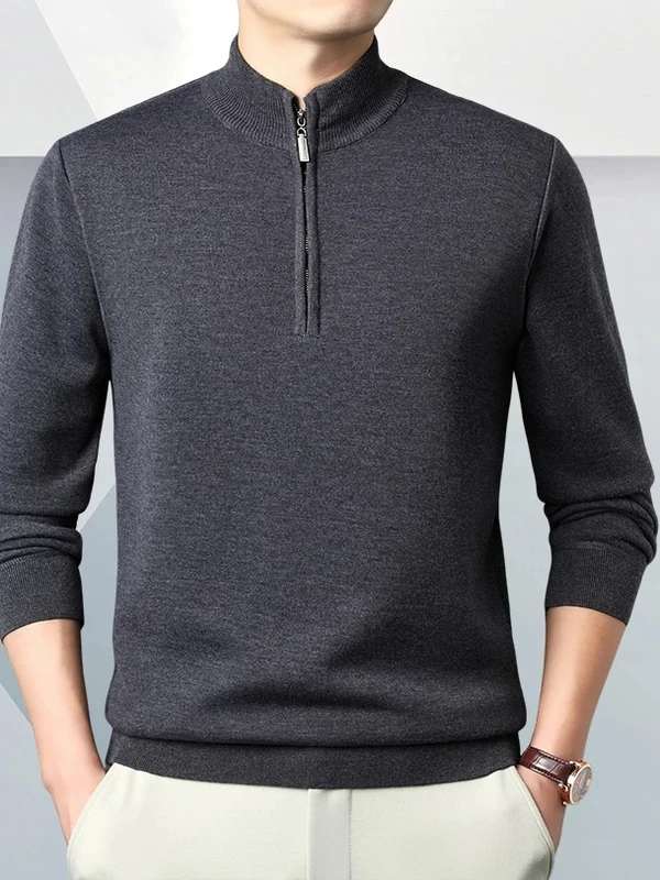 

Мужской шерстяной свитер Pierre Cardin с флисовой подкладкой, утепленный, с длинным рукавом, высоким воротником, теплый, повседневный, на молнии