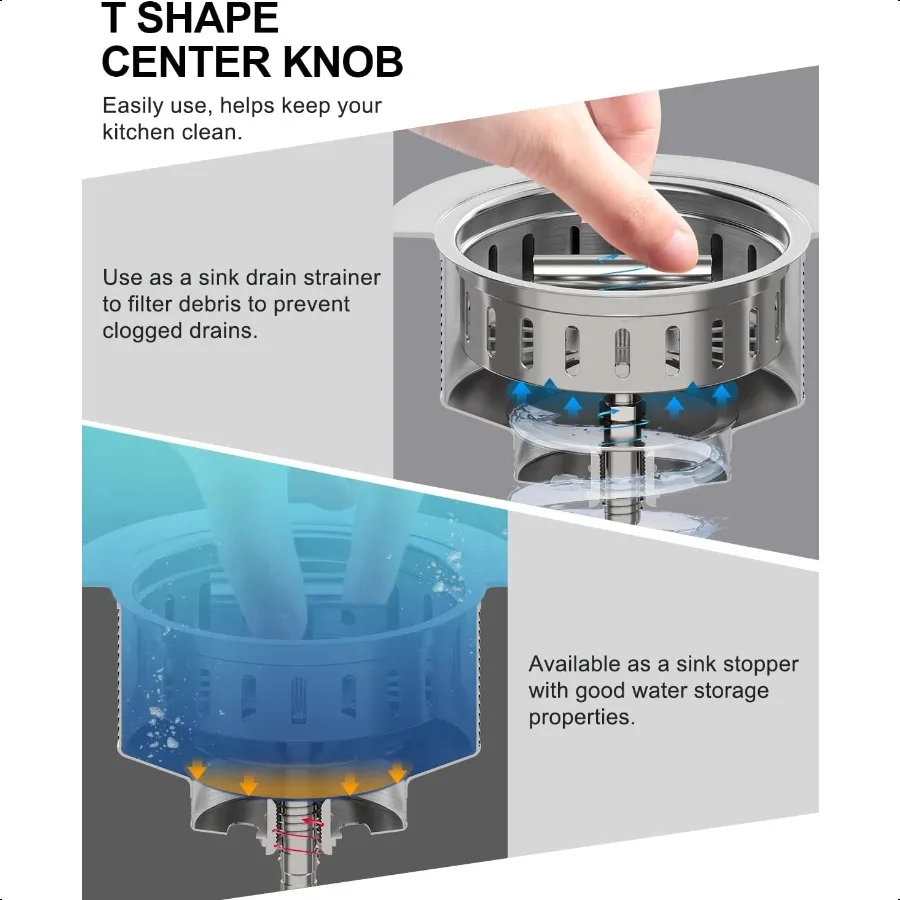 BOTEMY B9171 Слив для кухонной мойки 3 1 2-дюймовый сливной фильтр для кухонной мойки в сборе Комплект из нержавеющей стали Ситечко для раковины Корзина Слив Sto