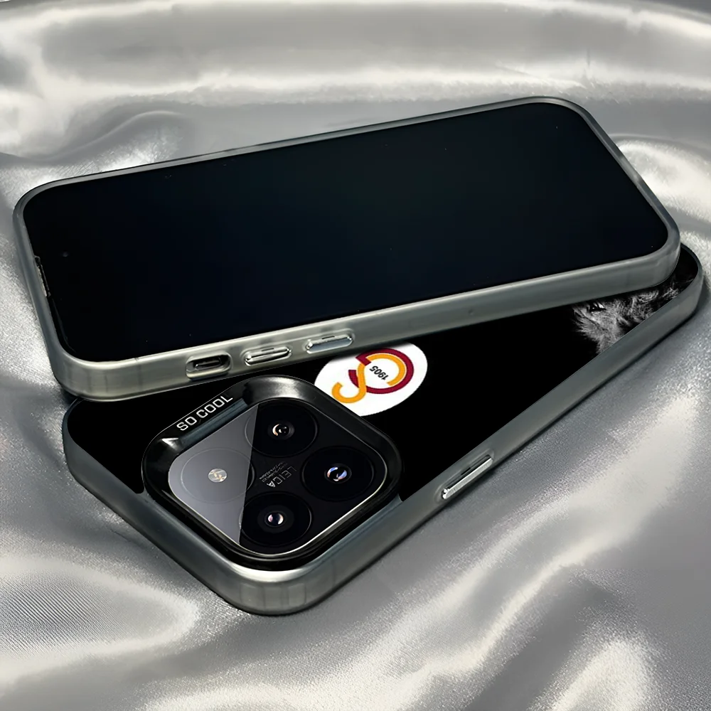 1 قطعة Galatasaray الأسد جراب هاتف IMD اللون الفضي شل آيفون 16 15 14 13 12 11 برو ماكس زائد