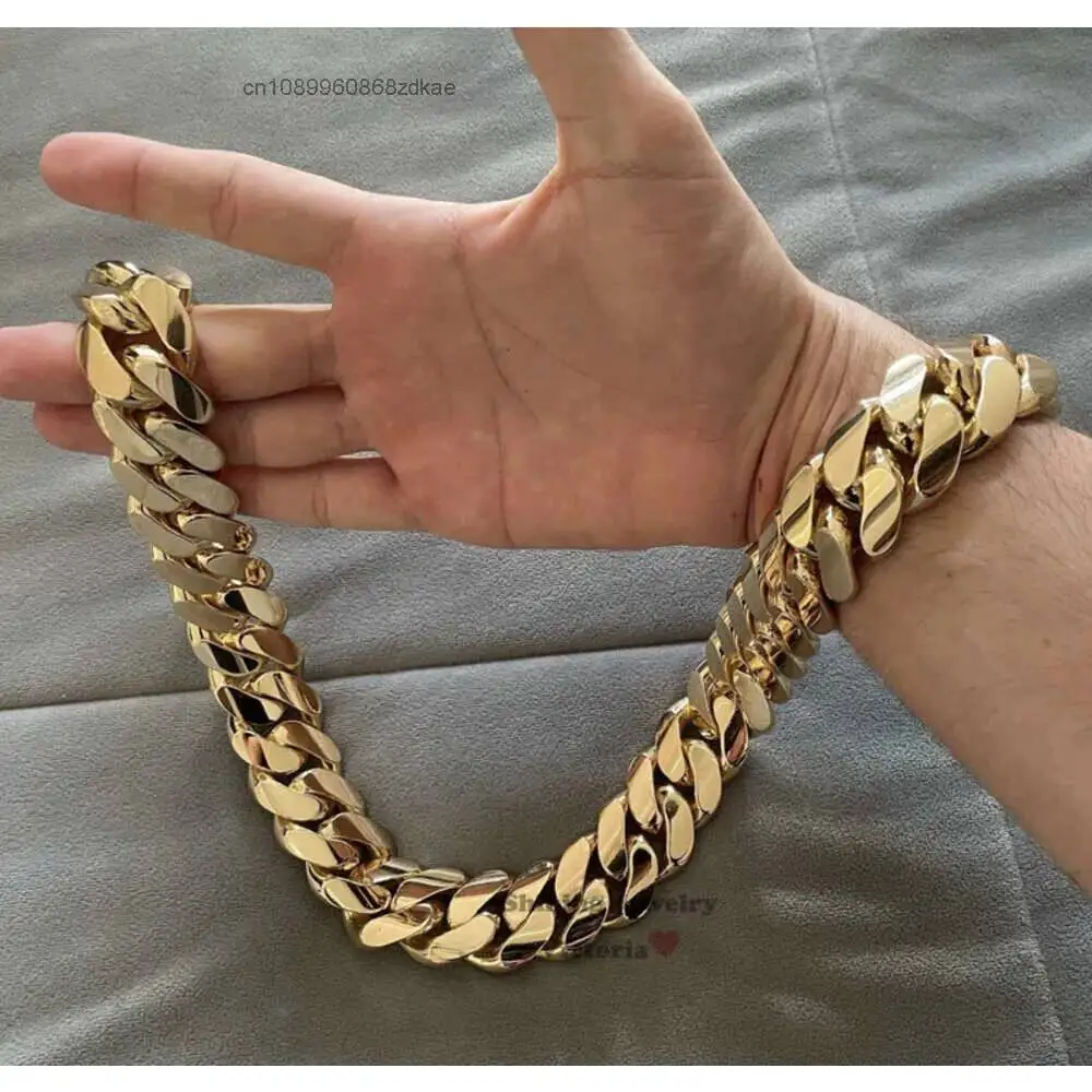 Luxury Hip Hop Jewelry Men Thick Miami Cuban Necklace 28mm 24 1kilo Gram 14k Gold Plated Plain Style 999 Silver Cuban Chain.