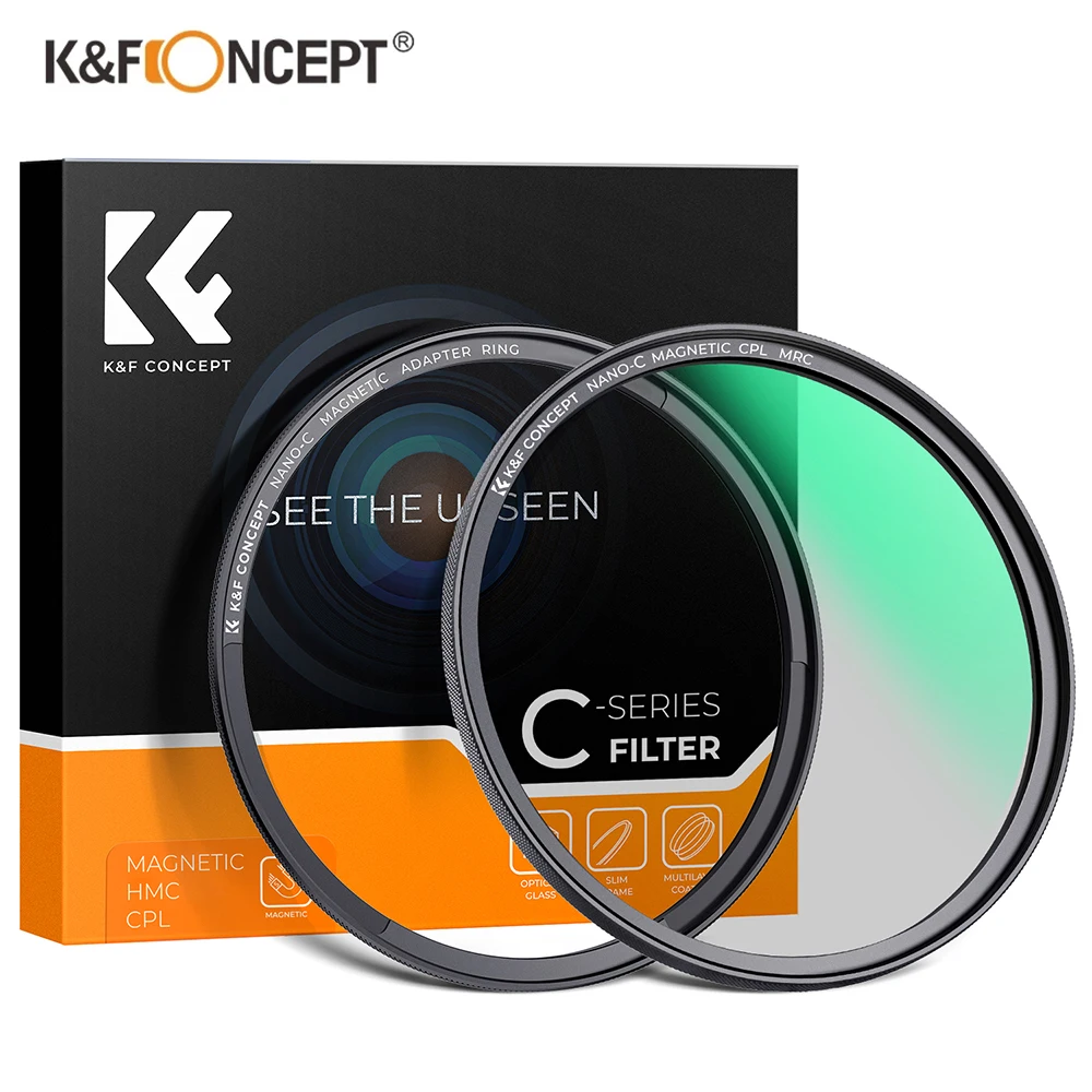 K&F Concept Magnetic CPL Filter With Magnetic Adapter Ring 49mm 52mm 58mm 67mm 72mm 77mm 82mm Circular Polarizer Camera Lens