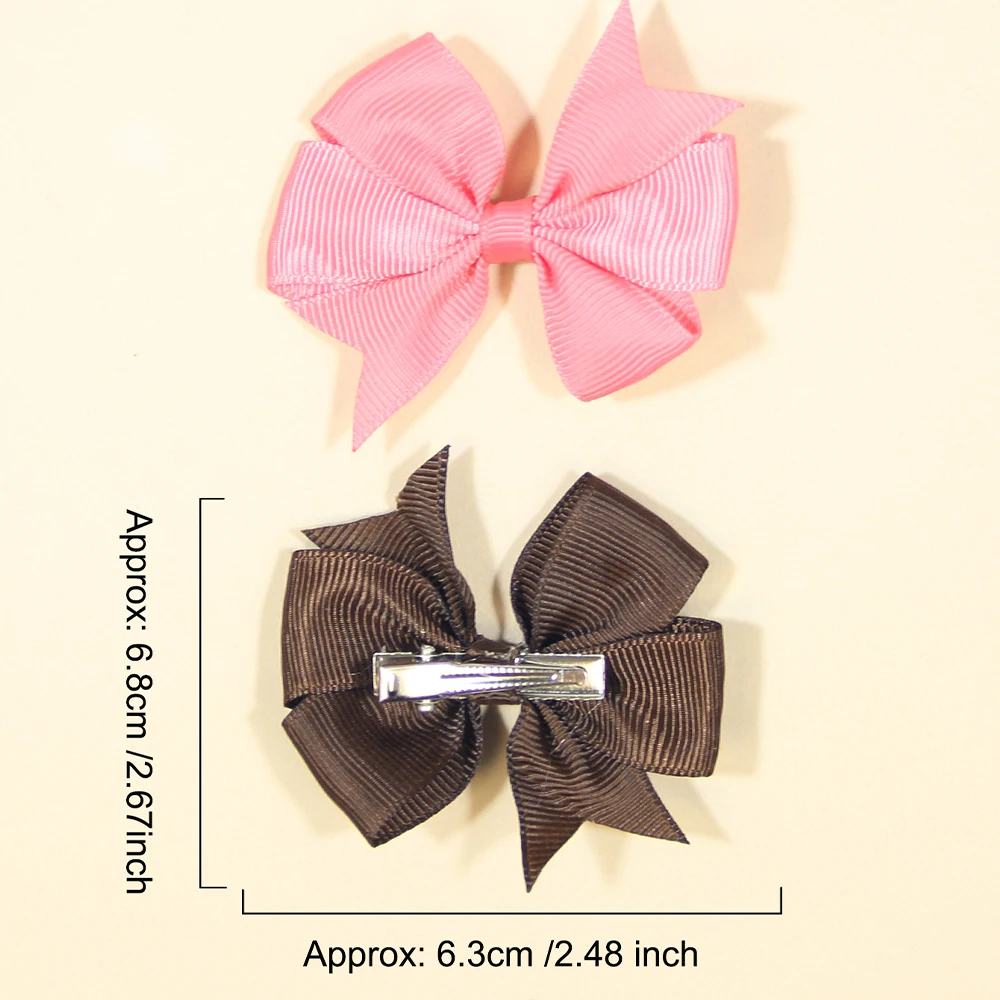 10Pcs/Card Solid Grosgrain Ribbon Hair Bows with Clips Girls Small Bow for Children Headwear DIY Kids Baby Hair Accessories