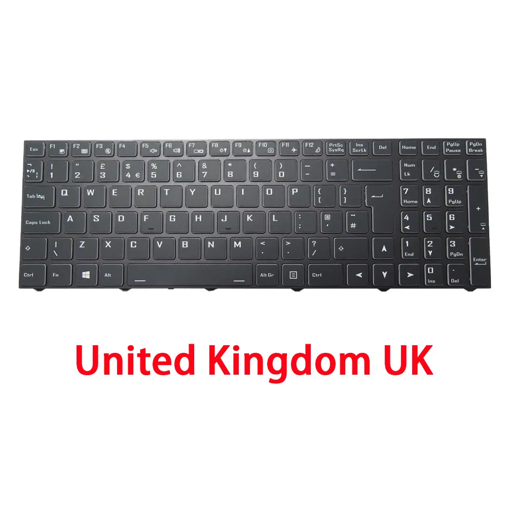 Colourful Backlit Keyboard For CLEVO NH50AC NH50ACQ NH50ADS NH50AF1 BE/GR/ND/PO/SP/SW/TR/UK With Black Frame For Laptop