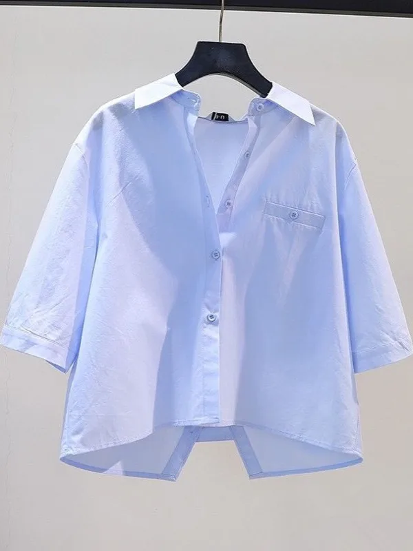 Cseta de Manga Corta Estilo Urbano para Mujer, Moderna y Hermosa, Verano 2025, Nuevo Diseño con Abertura Trasera, Manga Me...