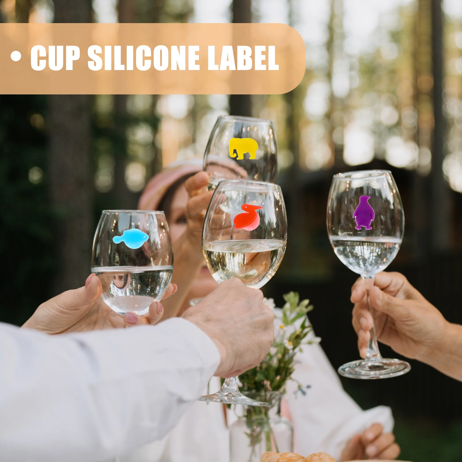 

24pcs Animal Print Silicone Glass Markers Drink Identifier Tags for Wine Cups Party Barware Fun Labels