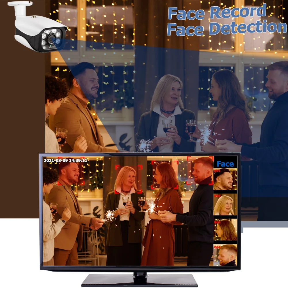 10CH POE NVR Kit Outdoor CCTV Security System 5MP Audio Face/Human/Car Detect IP Camera Video Surveillance Camera System Set