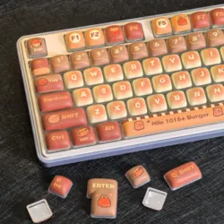 Toasted Bread Keycap Mog Pbt Round 139 Keys Cute Burnt Yellow New Five Side Sublimation Split Space Diy Steamed bun Keycap