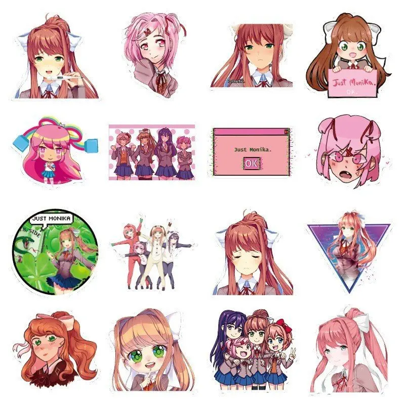 50 Stück Anime Doki Doki Literature Club Cartoon Monika Graffiti Dekor-Aufkleber für Gepäck – Detail 3