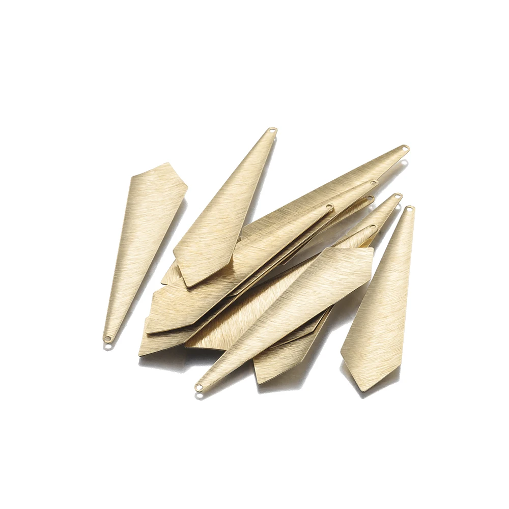 10Pcs Raw Brass Textured Geometric Triangle Charms Arrowhead Shaped Bar Pendant For Diy Earring Necklace Jewelry Making Findings