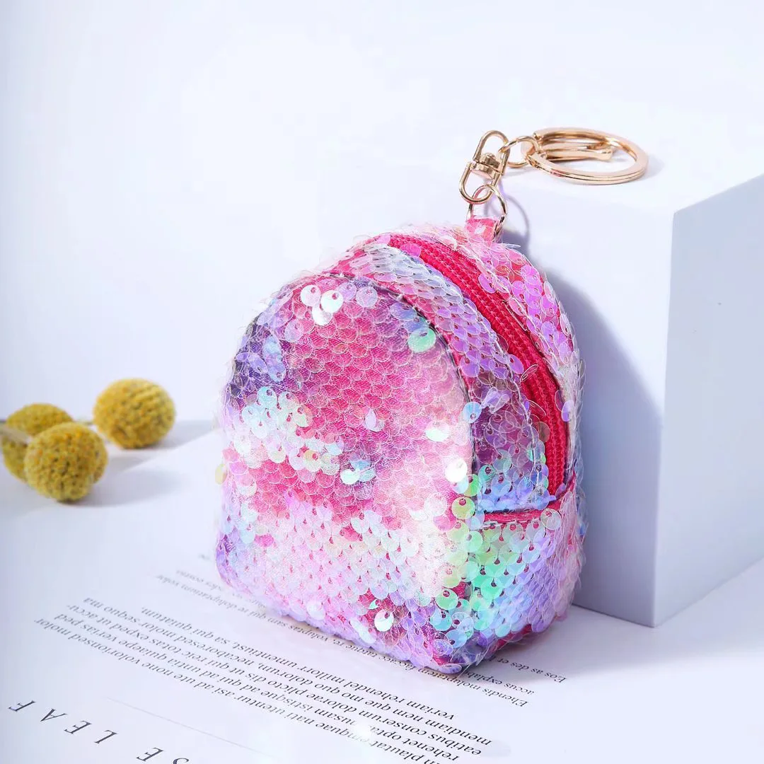 Sequin Mini Coin Purse Keychain Backpack Wallet With Hook For Women And Girls Keychain Coin Pouch Small Gifts Dropshipping