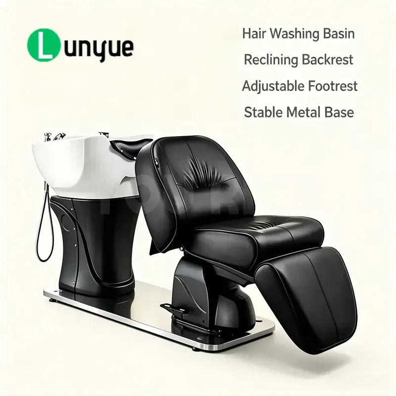 Professional Adjustable Shampoo Chair with Easy Clean Basin High Quality Leather for Barbershop Hair Washing Station