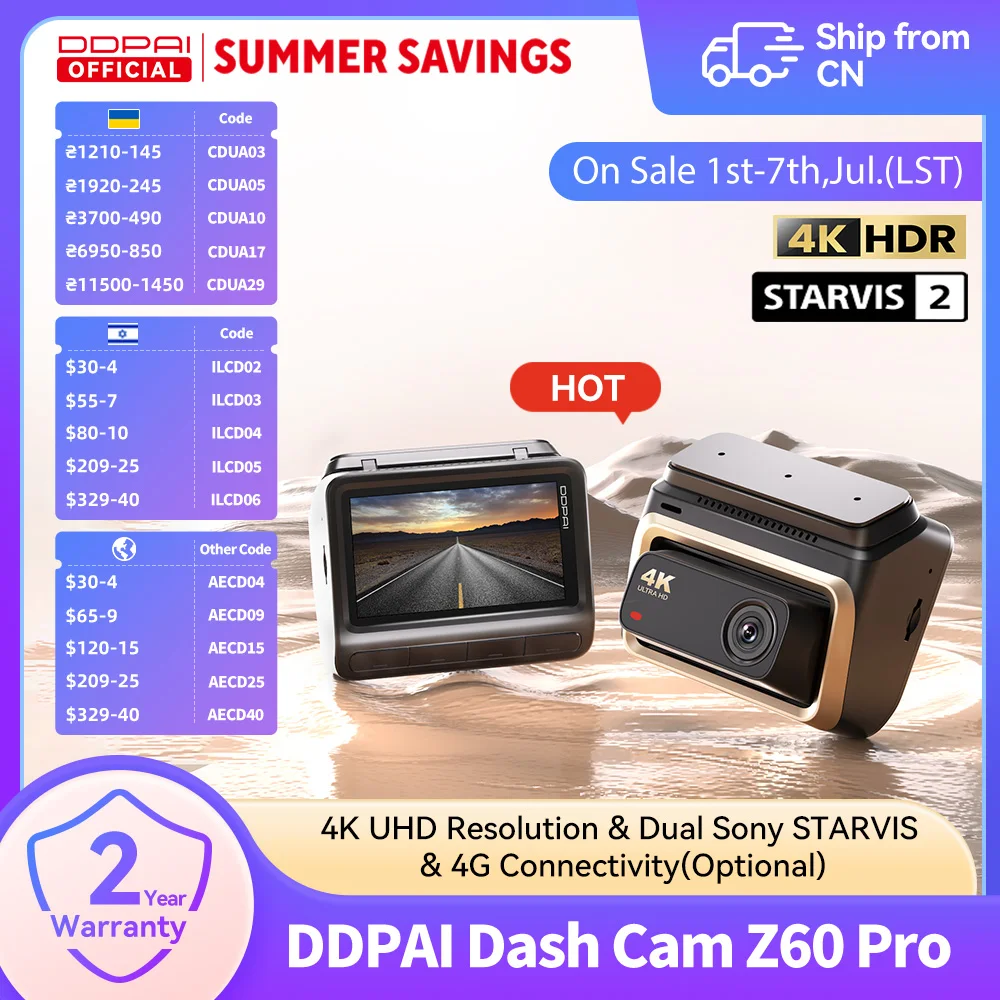 DDPAI Z60 Pro 4K Dash Cam Auto Dashcam Front GPS Car Camera for Dual SONY Sensor WiFi ADAS Night Vision DVR Video Recorder 1