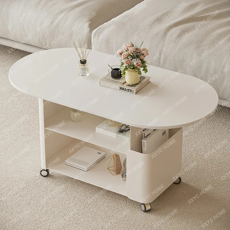 *Movable sofa side few trolley rack cream wind pulley small coffee table