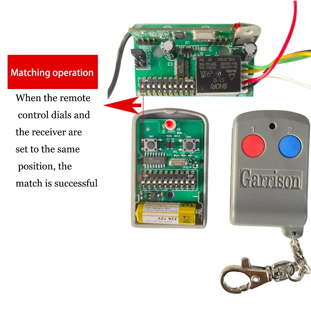 Garrison 433MHz RF Remote Control Switch For Garage 2CH Wireless Relay Remote Control For Lamp Garage Door Shutters Accessories