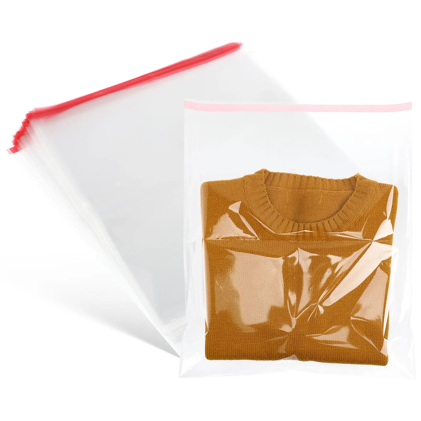 100Pcs Clear Self Seal Cellophane Bags High Transparency Clothing Packaging Bags for Small Business Packing Shipping